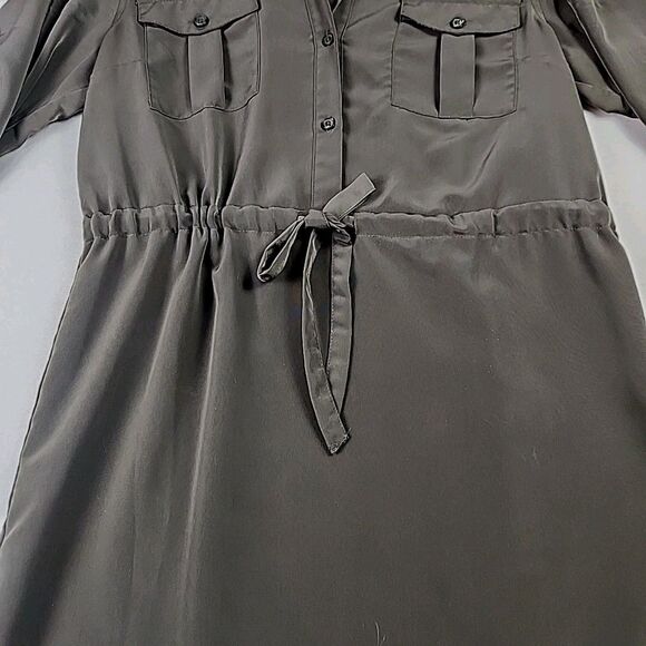 Mossimo Roll Tab Belted Waist Utility Dress Army Green Medium w/ Pockets (Flaw) - Picture 5 of 11